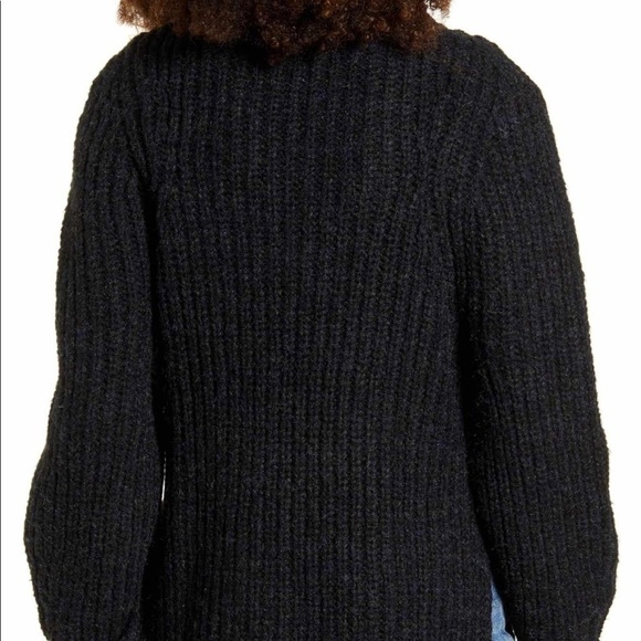 NWT  Leith Mock Neck Sweate Black/Blue - Picture 4 of 6